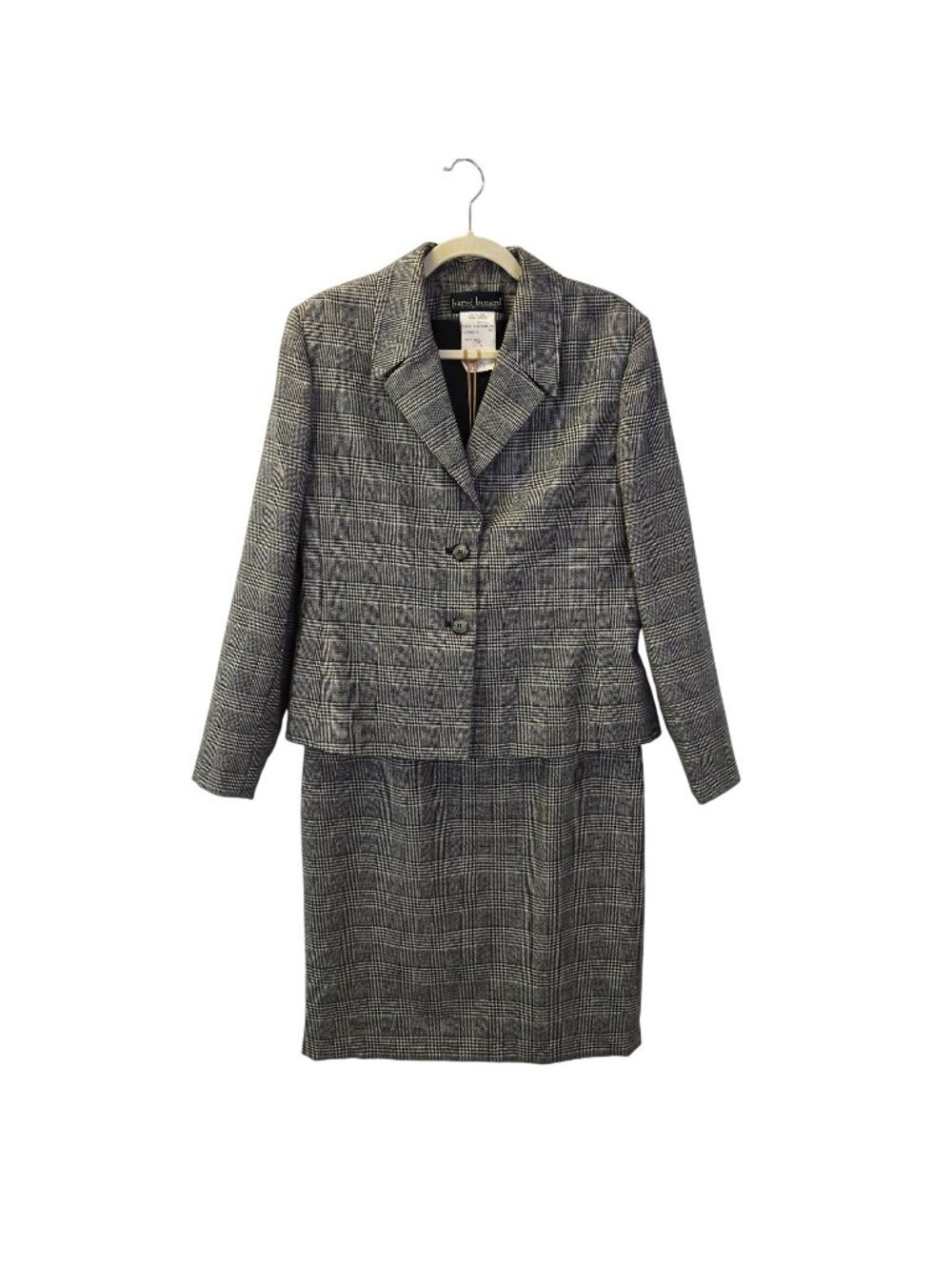 Harve Benard 100% Wool Vintage Glen Plaid Two Piece Skirt Suit Size 10/12